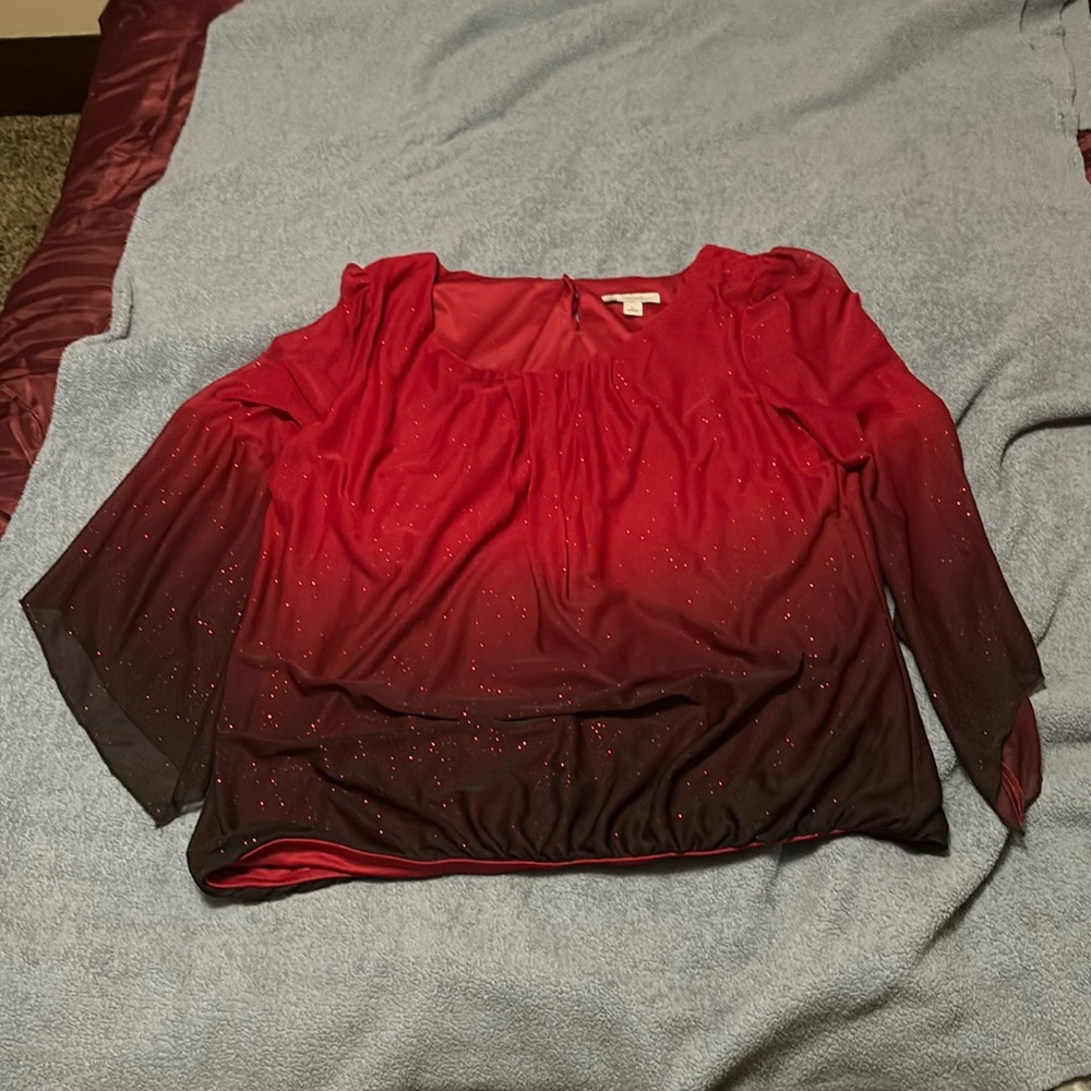 Dress Barn Red Sparkle Top